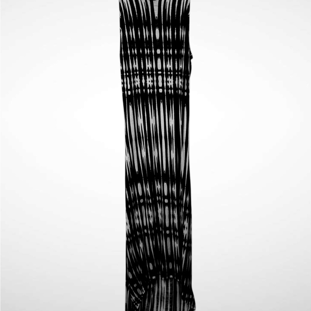 Venus Black & White High Neck Maxi Dress Small Open Back High-Low Slit - Picture 2 of 4